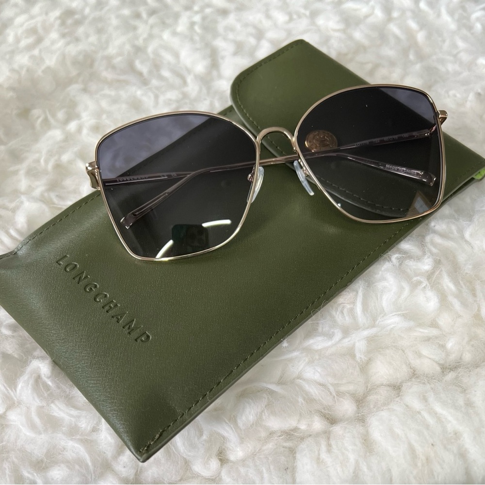 Longchamp Gold Geometric Sunglasses